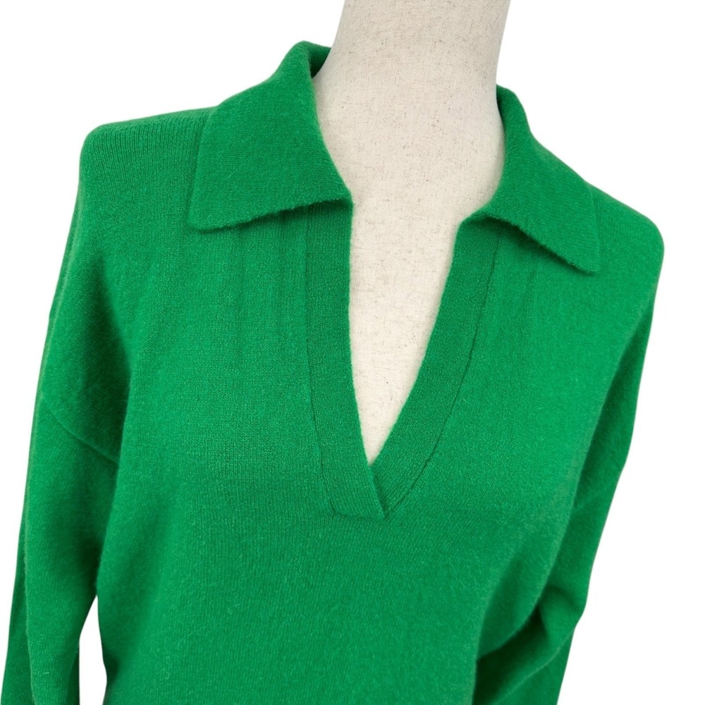 J.CREW V-Neck Sweater Merino Wool & Alpaca Knit Kelly Green Women's Small - Picture 9 of 11